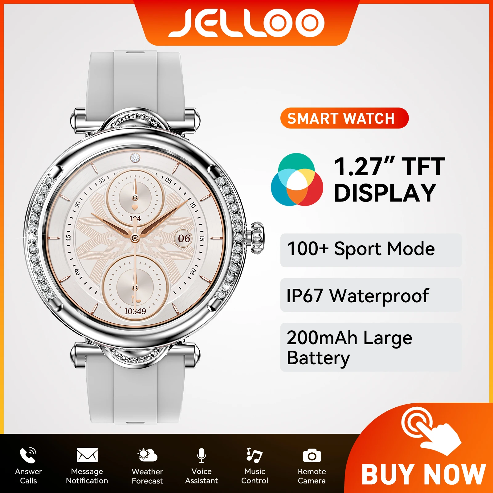 

JELLOO New Smart Watches for Women Fitness Tracker with 100+Sport Modes and Sport Records, Waterproof Smartwatch with Heart Rate