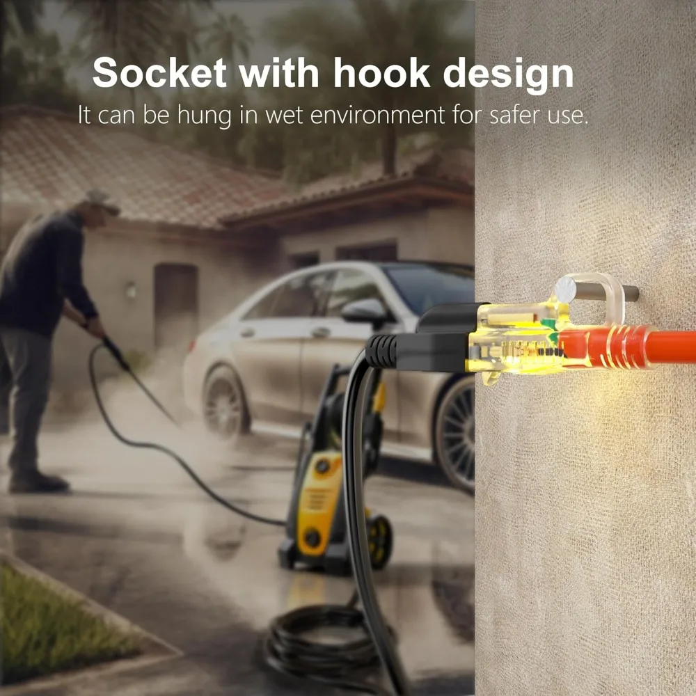 

Усиленный уличный удлинитель 30 м, водонепроницаемый, с подсветкой на концах, гибкий, морозостойкий, 12/3 AWG, SJTW, оранжевый