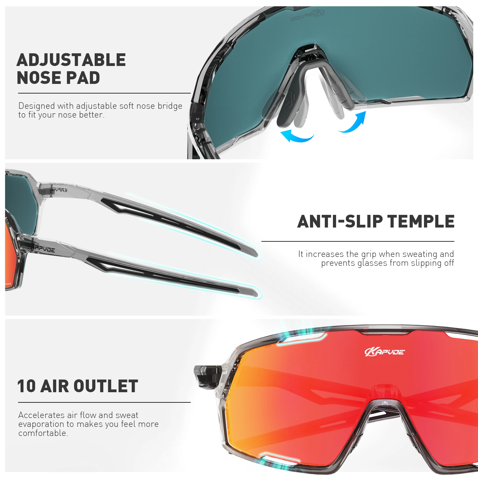 KAPVOE الطريق دراجة الدراجات نظارات UV400 الدراجة الجبلية MTB الاستقطاب نظارات الصيد الدراجات النظارات الشمسية في الهواء الطلق نظارات رياضية