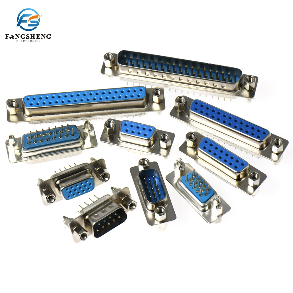 DB9 DB15 DB25 DB37/9/15/25/37 Pin Straight 180 Degree Male Female Plug D-sub PCB Mounting Connector DP9 DP15 DP25 DP37