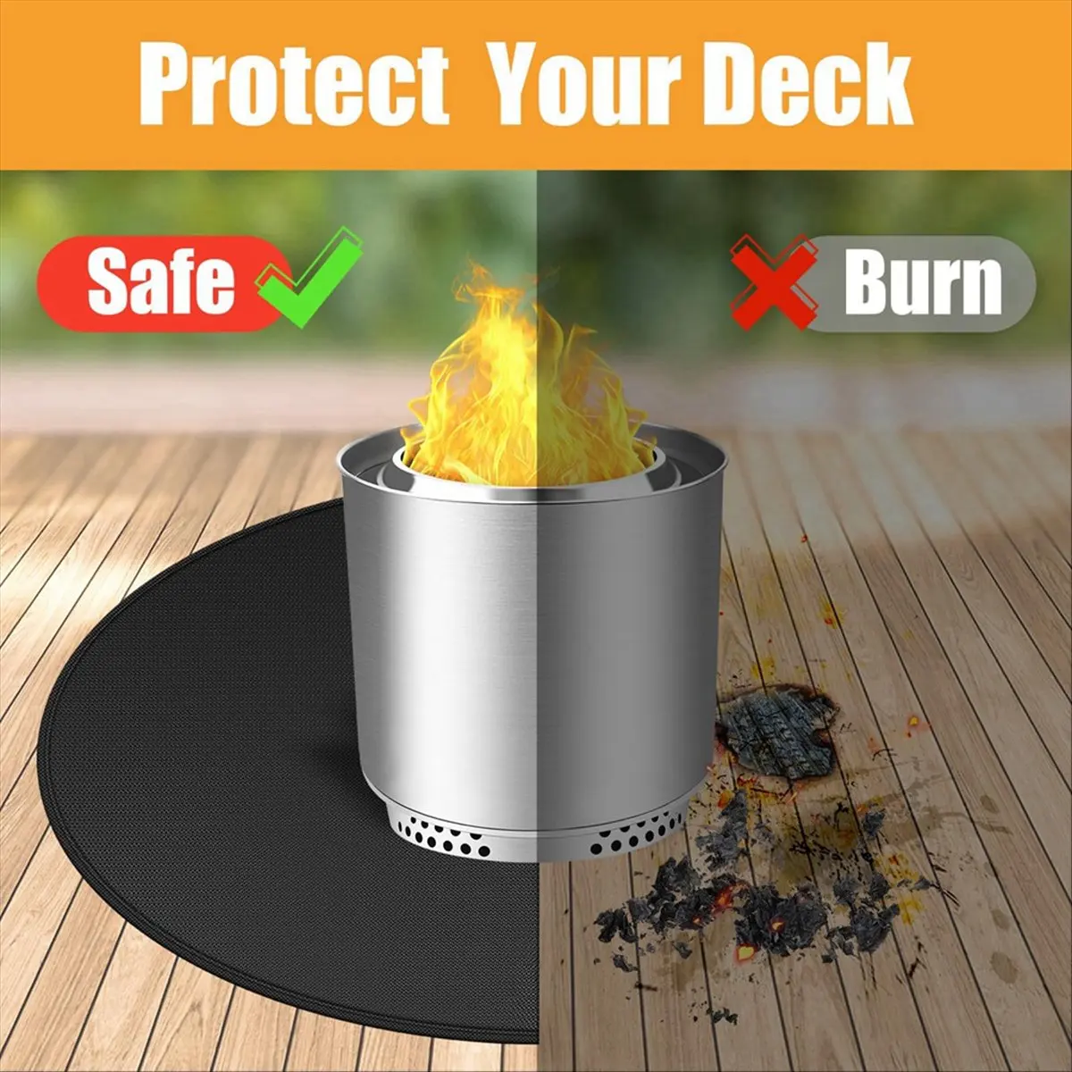 【BUYERS】Fire Pit Mat for Solo Stove Bonfire,Double-Sided Fireproof Firepit Mat Round Fire Pit BBQ Mat for Under Grill Mat 48Inch