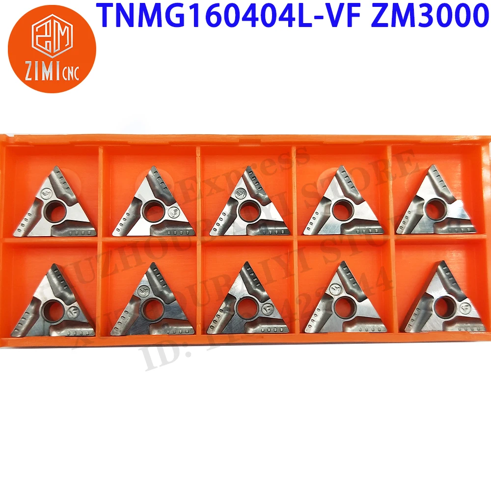 TNMG160404L-VF ZM3000 TNMG160404L-VF Inserção de metal duro Inserção giratória Ferramentas CNC mecânico TNMG1604 torno de metal ferramenta de corte 10 PCS