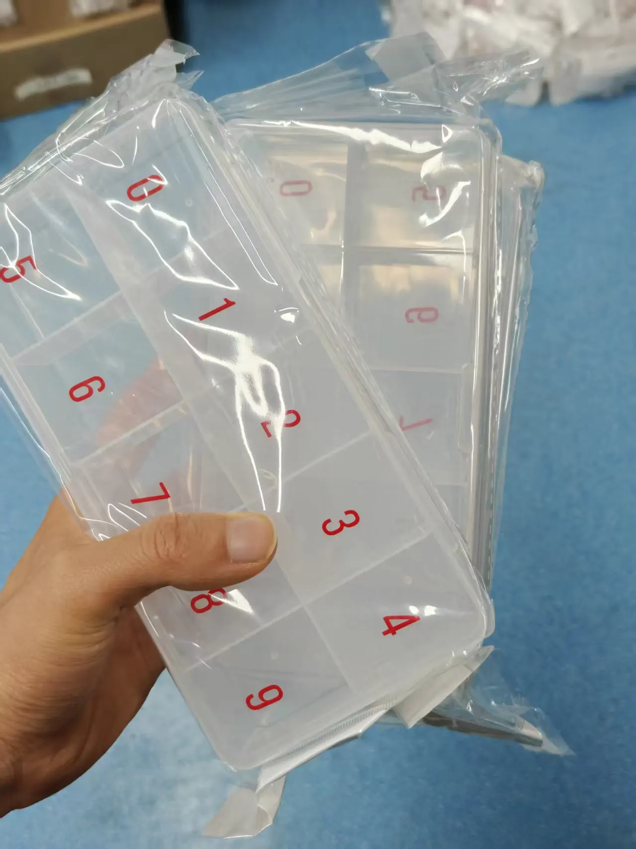 10 Grids Transparent Plastic Storage Box, Numbered Compartment Organizer Case for Small Items, Jewelry, Beads