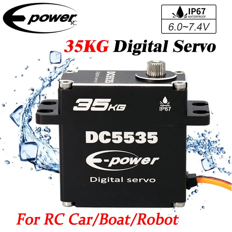 

E-POWERRC 35KG Digital Servo 180/270/360 Degree Aluminum Case Metal Gear HV Large Torque Coreless RC Climb Car Truck Parts Toys