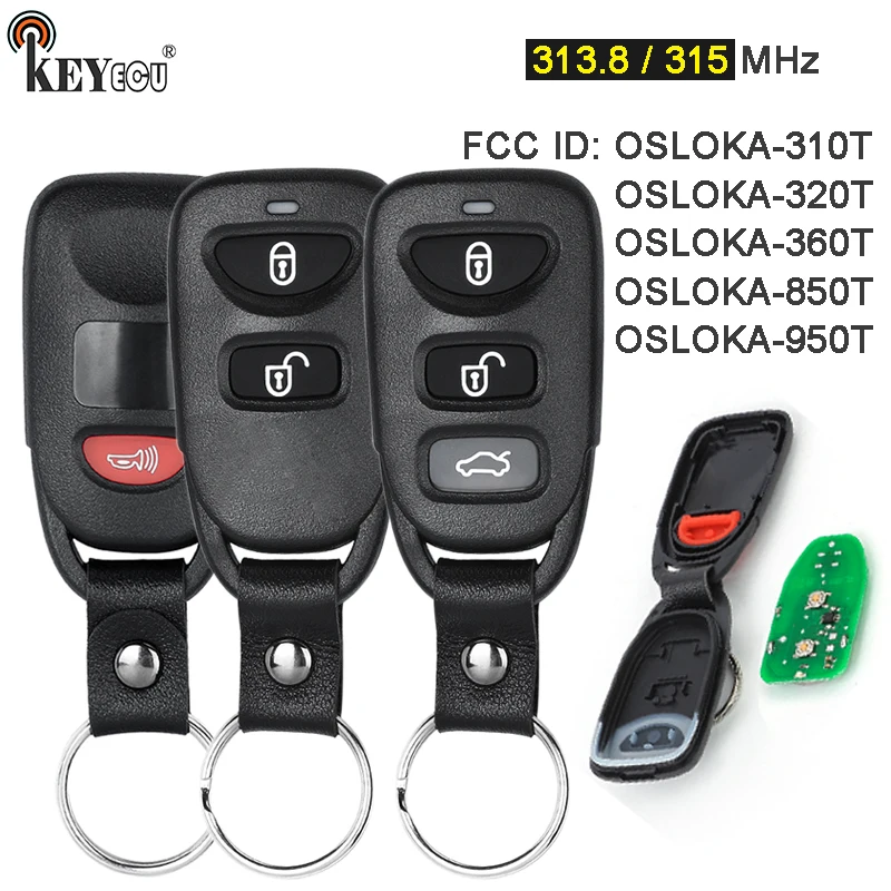 KEYECU 313 /315MHz OSL0KA-310, TOSL0KA-320T, OSL0KA-360T/ 850T / 950T Remote Key Fob for Hyundai Elantra Tucson Sonata 2005-2016