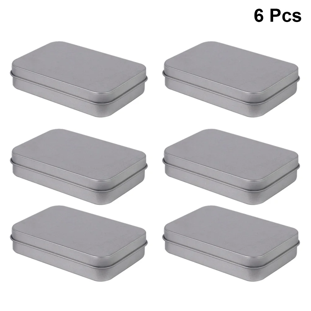 

6pcs Hinged Tinplate Boxes Smooth Edges Long Term Home Storage Containers Seamless Lightweight Portable C y Beads Cosmetics
