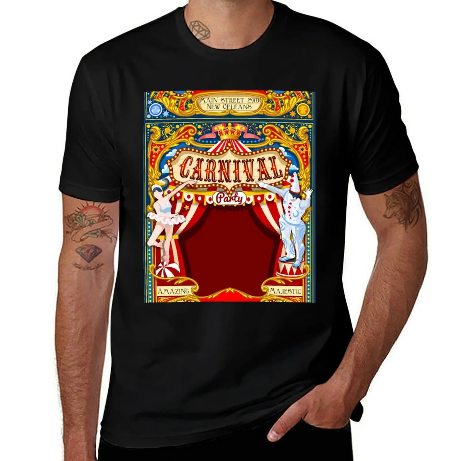Circus Carnival Invite Poster T-Shirt Holiday Casual Short Sleeve Top