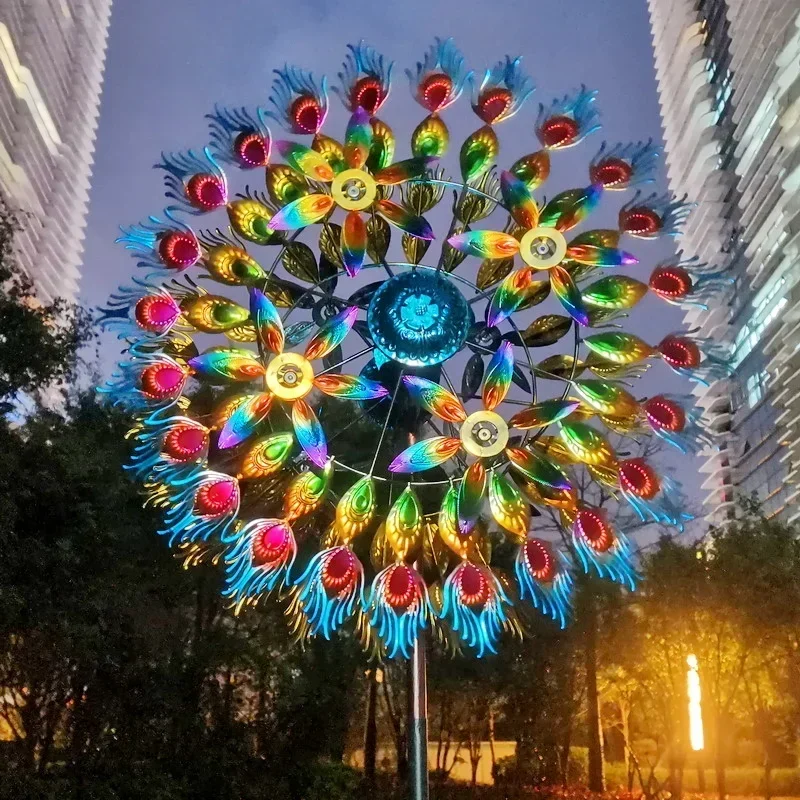 Windmill Outdoor Garden Decoration Solar Led Lamp Exterior House Courtyards Gardening Accesorries Wind Spinners Vane