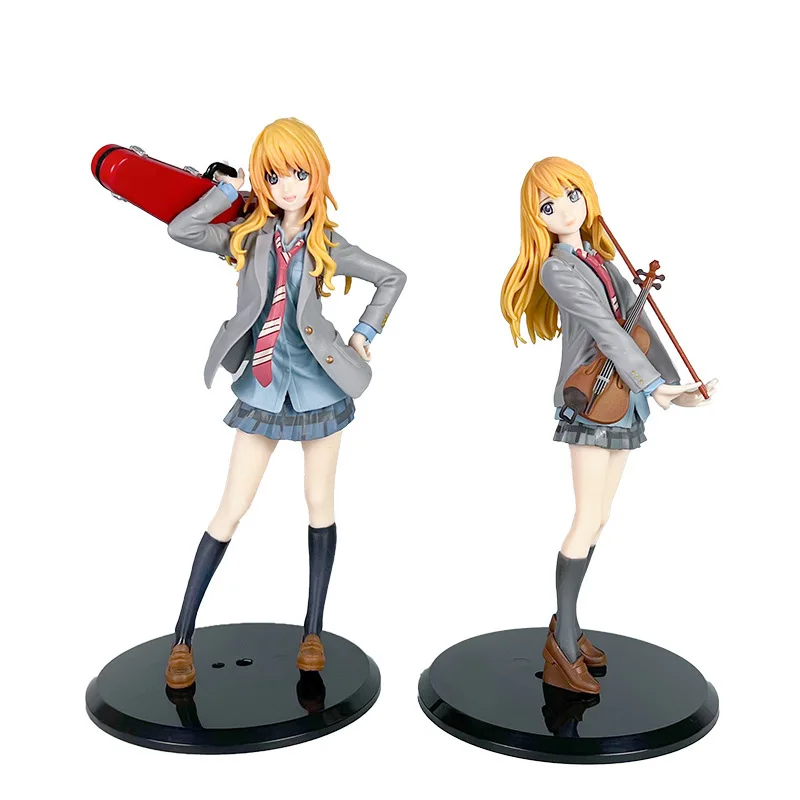 Figura de anime abril beleza menina uniforme escolar bidimensional miyazono kaoru violinista boneca modelo ornamento atacado