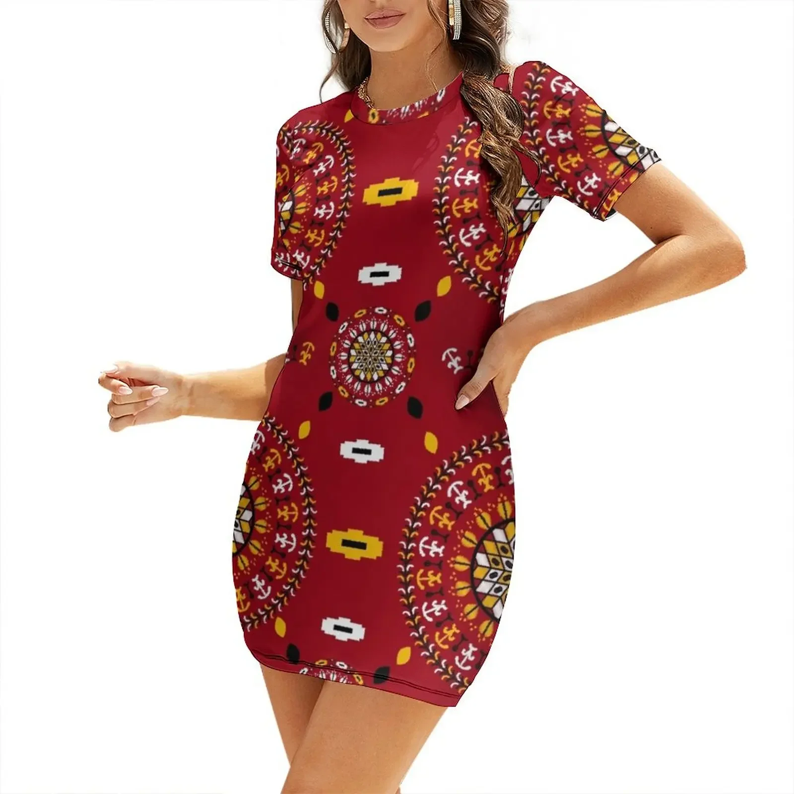 

Traditional Turkmen embrodiry pattern Short-Sleeved Dress luxury woman party dress Woman clothes Dress