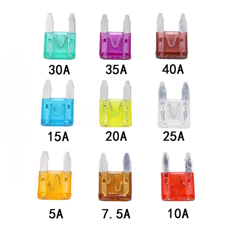 10PCS/100PCS Car Fuse Inserts with Clap Assorted Amp Ratings 2A 3A 5A 7.5A 10A 15A 20A 25A 30A 35A Blade Fuse Kit Box