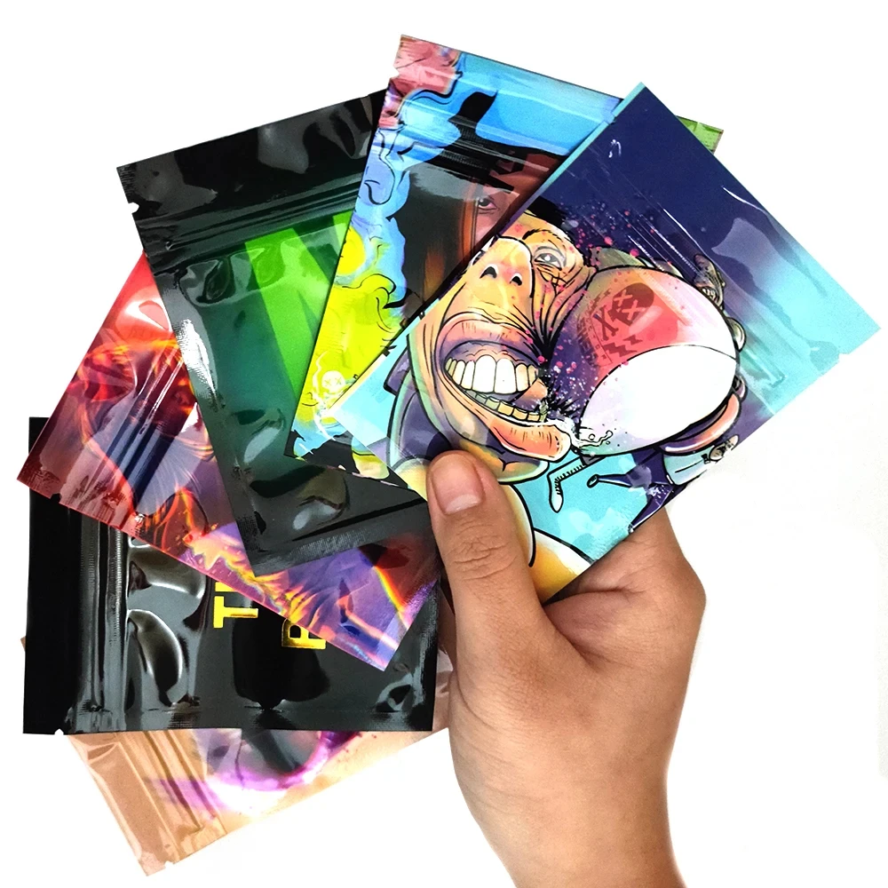 Foil Plastic Bags Baggie Pouch Waterproof Jewelry Coffee Bean Candy 7x10M Portable Ziplock Storage Bag Various Patterns