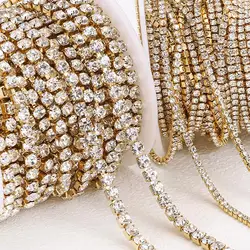 No Fade 1Meter Stainless Steel Crystal Rhinestone Chain Sew-On Glue-On Trim Cup Chains For Clothes Necklace Bracelet Choker DIY