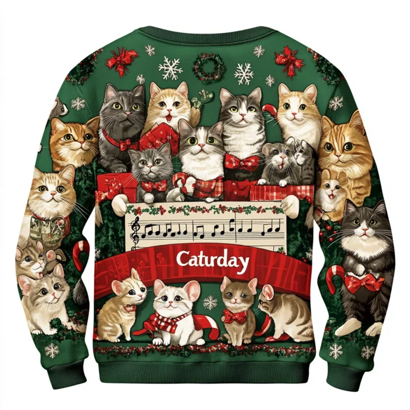 2024 Caturday Hoodie New 3D Printed Kawaii Cats Graphic Sweater Autumn Street O Neck Long Sleeve Sweatshirts