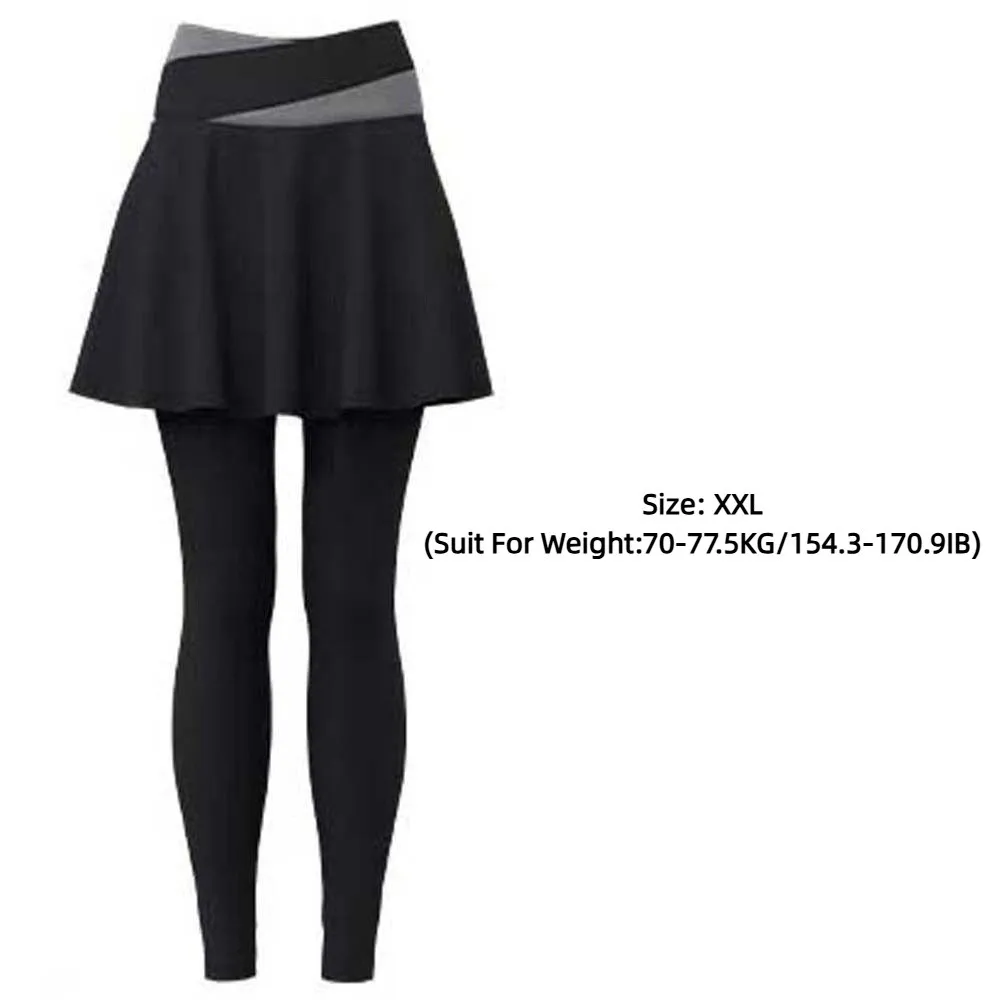 مدمج في واحد اللياقة البدنية طماق عالية الخصر السراويل المرنة الضيقة تنورة بالإضافة إلى حجم السراويل اليوغا الرياضية الألوان المتناقضة