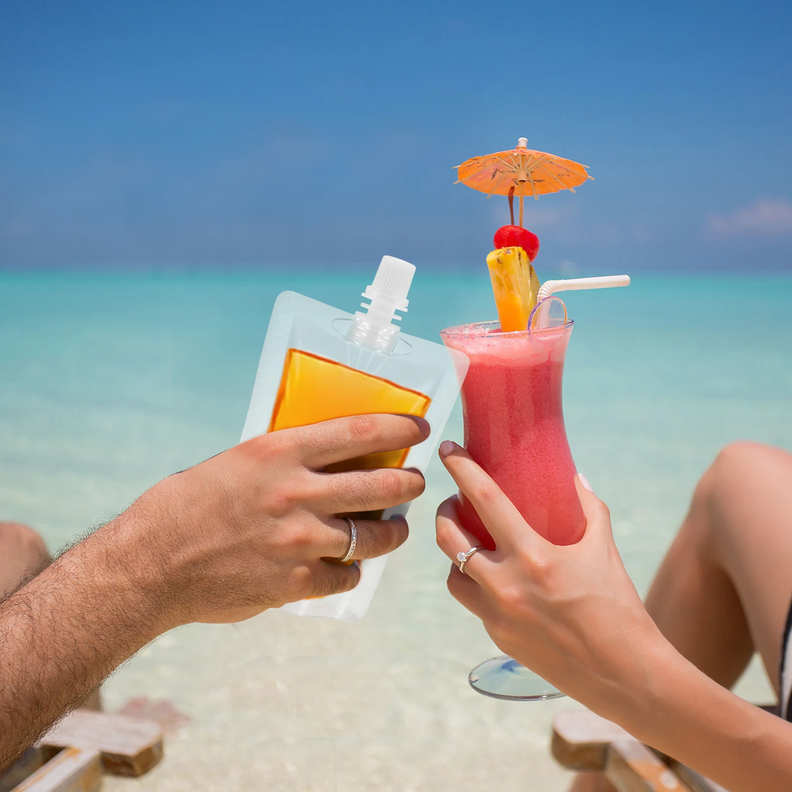 

50pcs Reusable Plastic Beverage Flasks Leak-Proof Liquor Pouch Wine Bag Collapsible Drinking Container Foldable Juice Milk