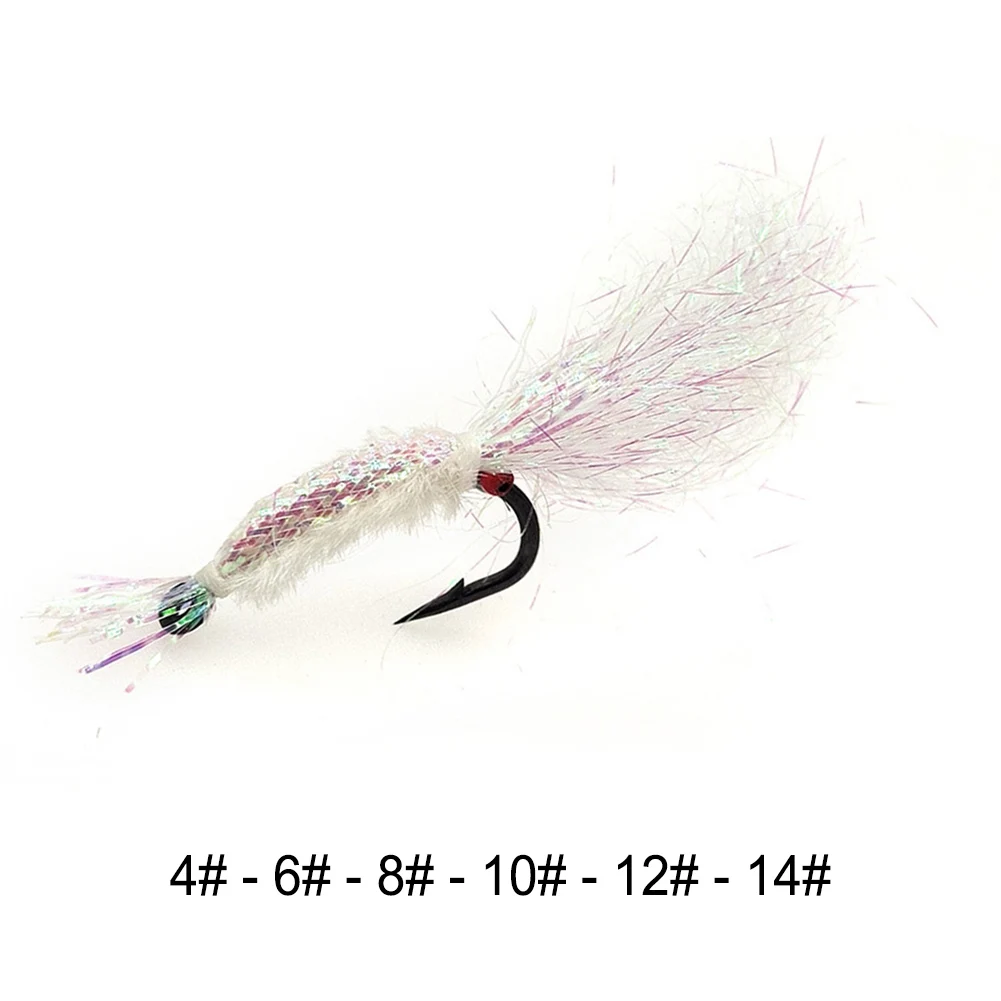 Fly Fishing Hook Ice Shrimp Lure Bait Fly Hook 2g/pcs 3D Realistic Eyes 4/6/8/10/12/14 Plastic Brand New High Carbon