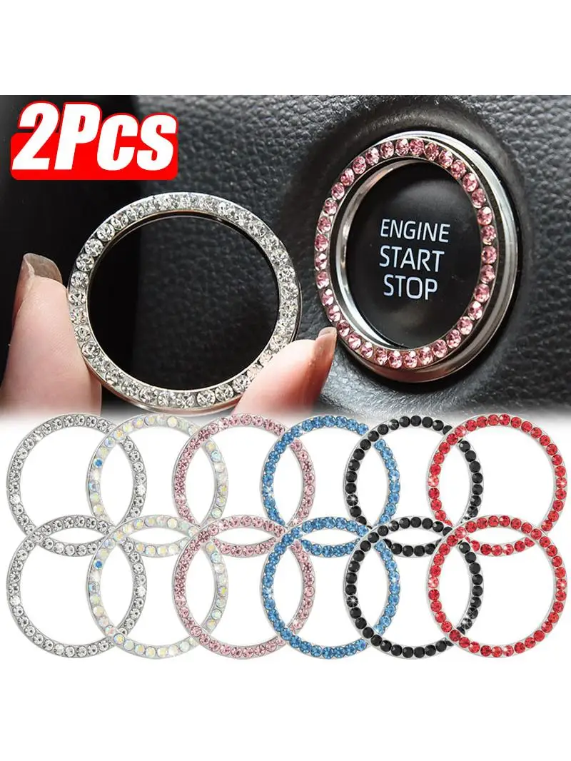 Bouton poussoir Start Stop Engine VILLE Switch, Juste de protection, Bling bal inestone Ring, Circle Trim, Car Interior Accessrespiration, 2 PCs, 1PCs