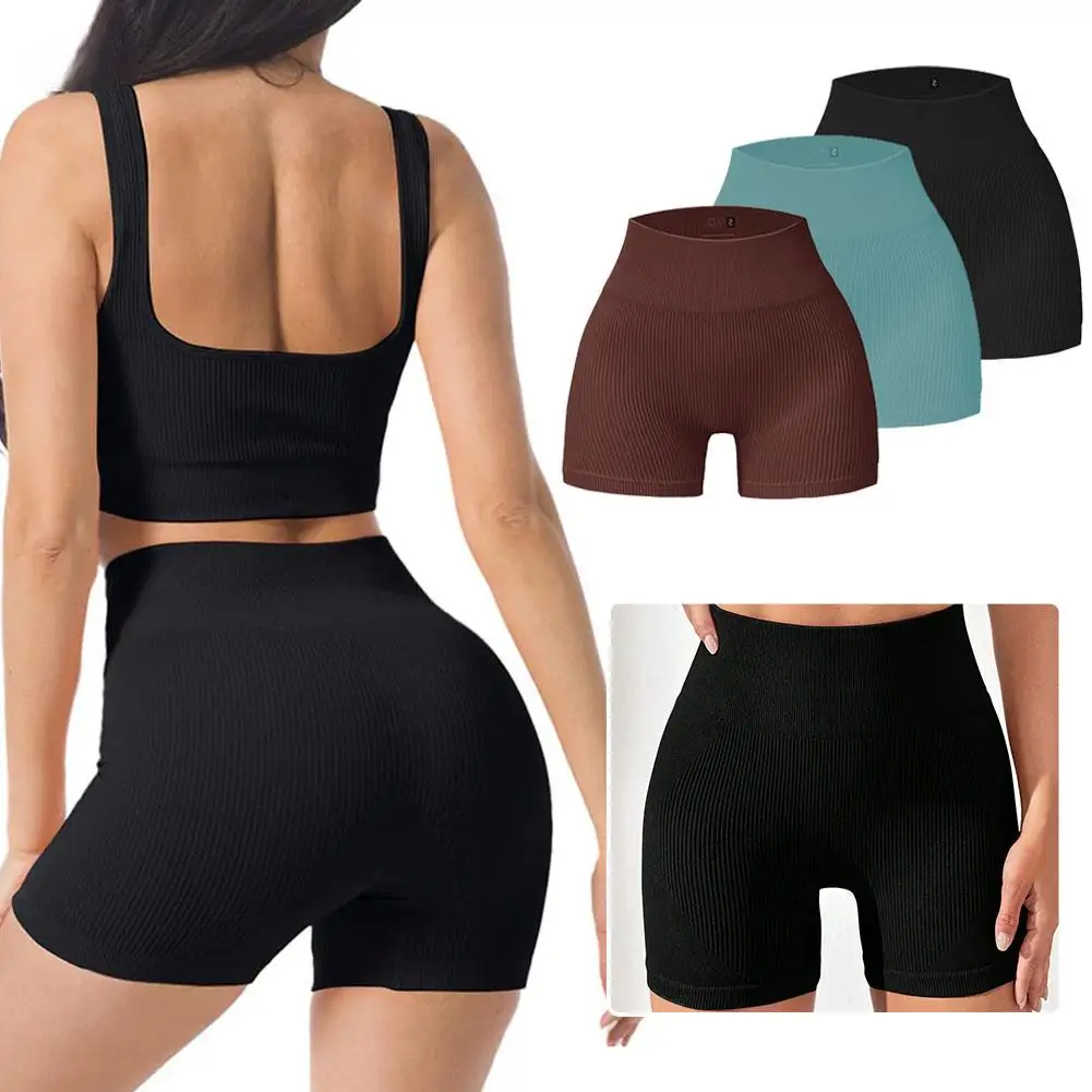 

Seamless Threaded Safety Shorts For Women High-waisted Sports Running Fitness Pants Comfort Smooth Yoga Bike Shorts Anti Ch C6Z2