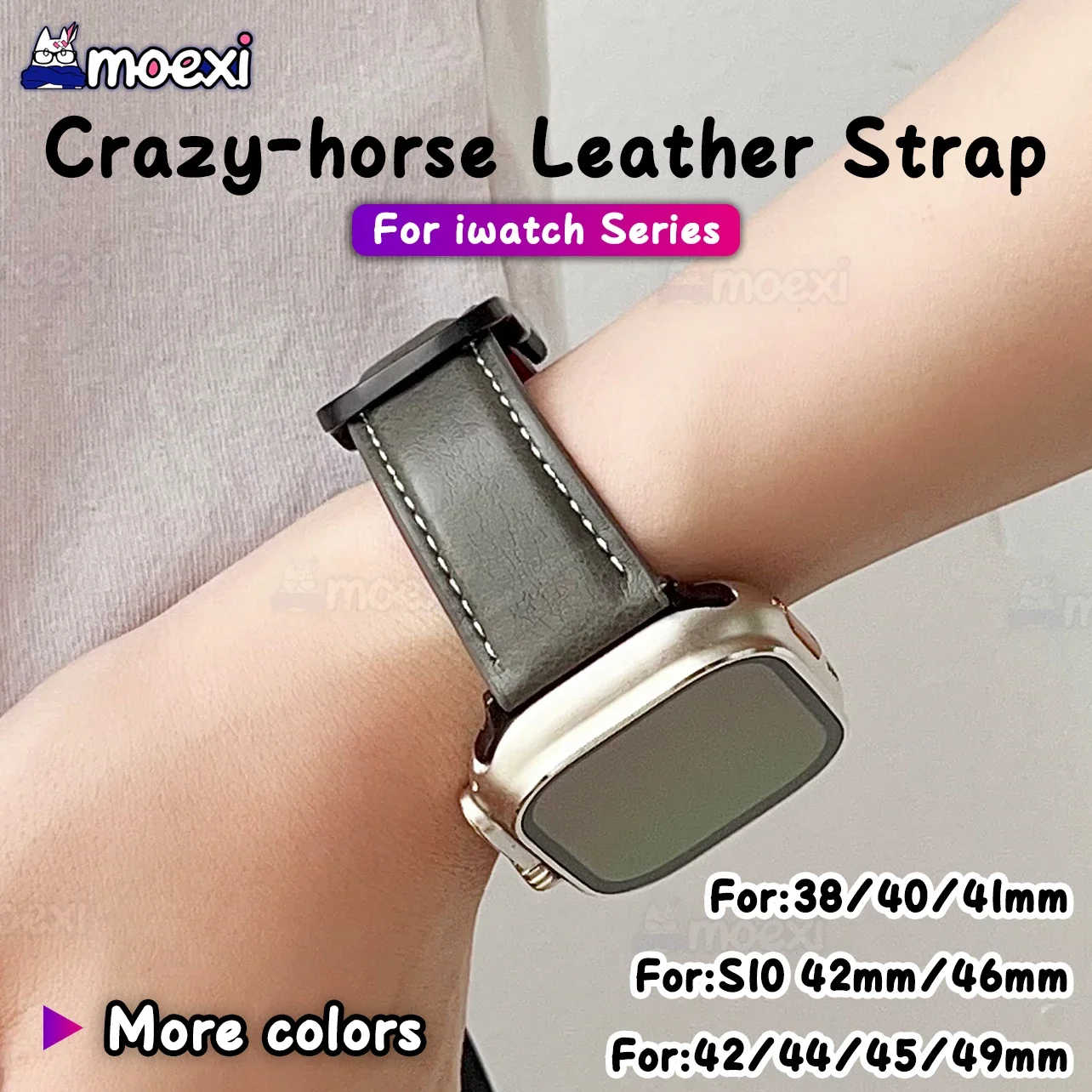 For Z77 ULTRA BAND Z69 Z87 ZD8 Ultra Z78 Z76 G9 Z98 4G Z81 Z90 Z86 PRO MAX Hello3+ Smartwatch Bracelet Crazy-horse Leather Strap