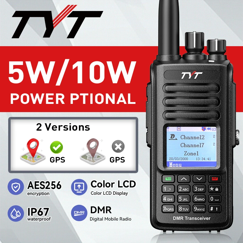 TYT MD-UV390PLUS DMR Digital Walkie Talkie MD-UV390 PLUS Waterproof GPS Dual Band Portable MD UV390 PLUS AES256 Encryption Radio