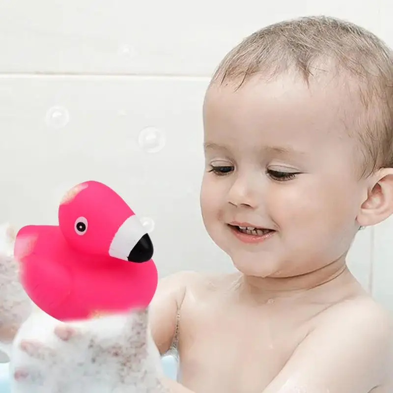 Flamingo Duckies For Kids Cute Tiny Ducks Cake Toppers Safe Flamingo Figurines Bath Toys For Parties Birthdays Christmas Baby