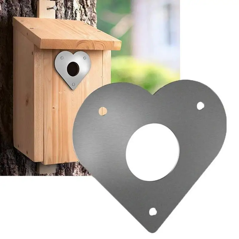 Bluebird House Predator Guard 2-Pack Heart-Shaped Metal Bird Room Hole Guard Protective Entrance Replacement Birdhouse