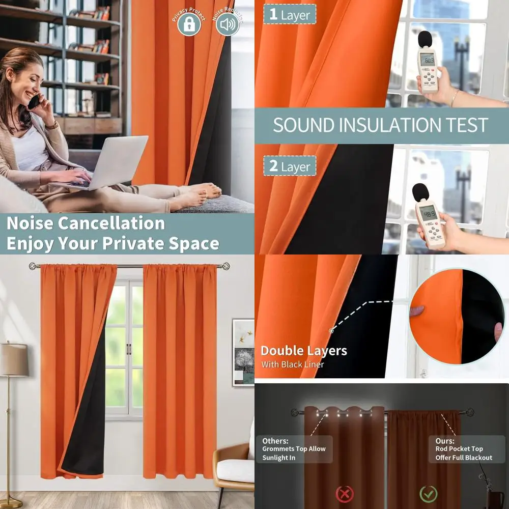 

Thick Blackout Curtains for Bedrooms/Living Rooms, 84 Long, 52 Wide, Noise-Reducing, Thermal Insulated