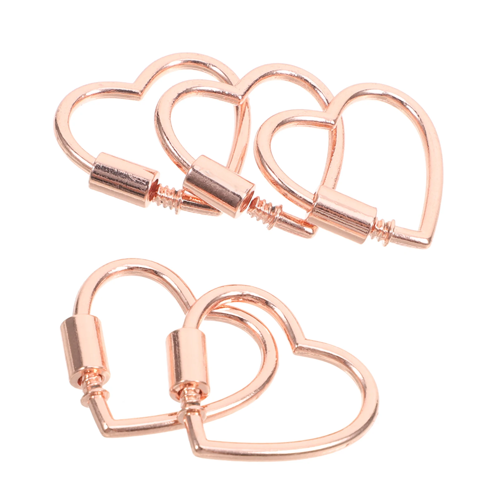 

5pcs Jewelry Connectors Cute Carabiner Clips Bracelet Clasp Zinc Alloy Brass Lock Heart Shaped Key Ring Necklace Charms DIY