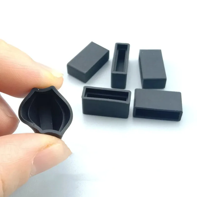 1/2/5 pezzi tappi terminali in gomma siliconica rettangolari neri proteggono i cappucci per guaina morbida in linea a doppia fila resistenza alle alte temperature