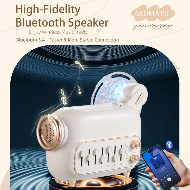 T24C White Noise And Timer Function Bluetooth Speaker Humidifier Night Light, 120 Ml Ultrasonic Cold Mist For Bedroom