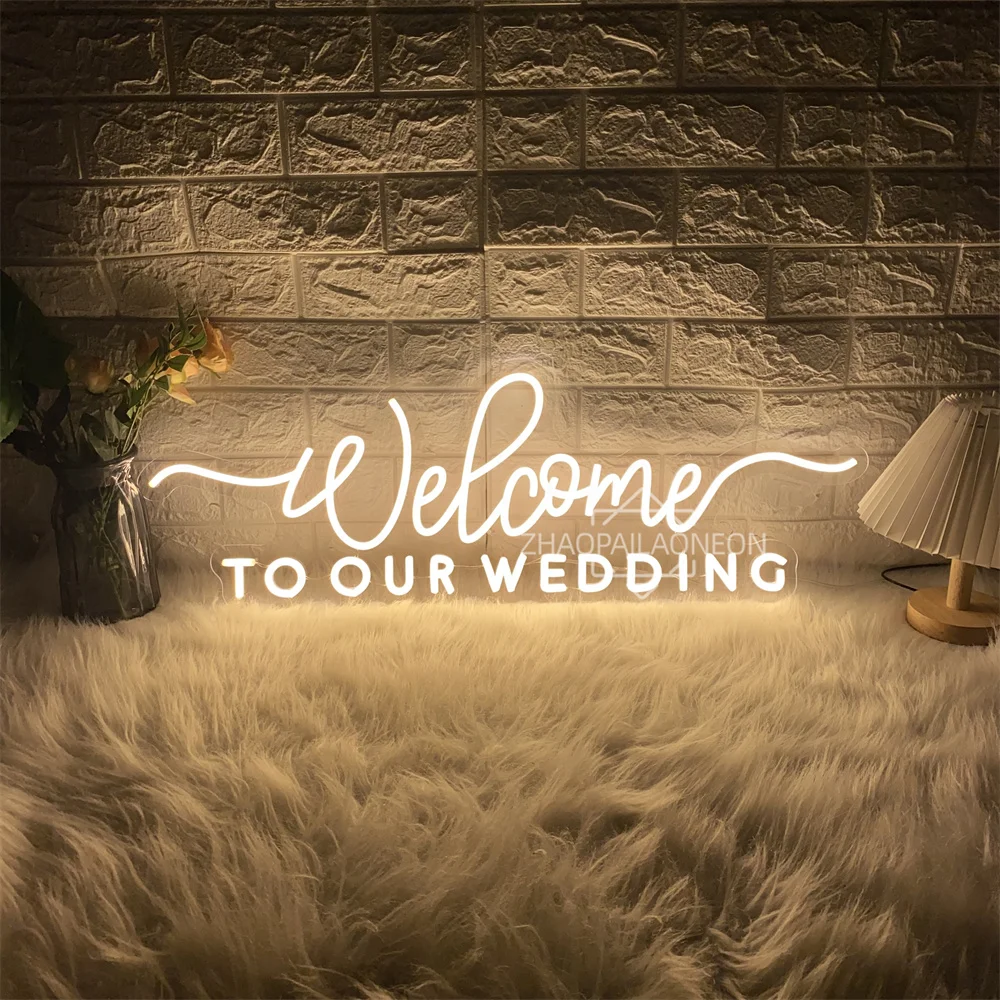 Welcome to our wedding Neon Led Sign Wall Hanging Wedding Party Room Decor Engaged Neon Lights USB Wedding Decoration Signs