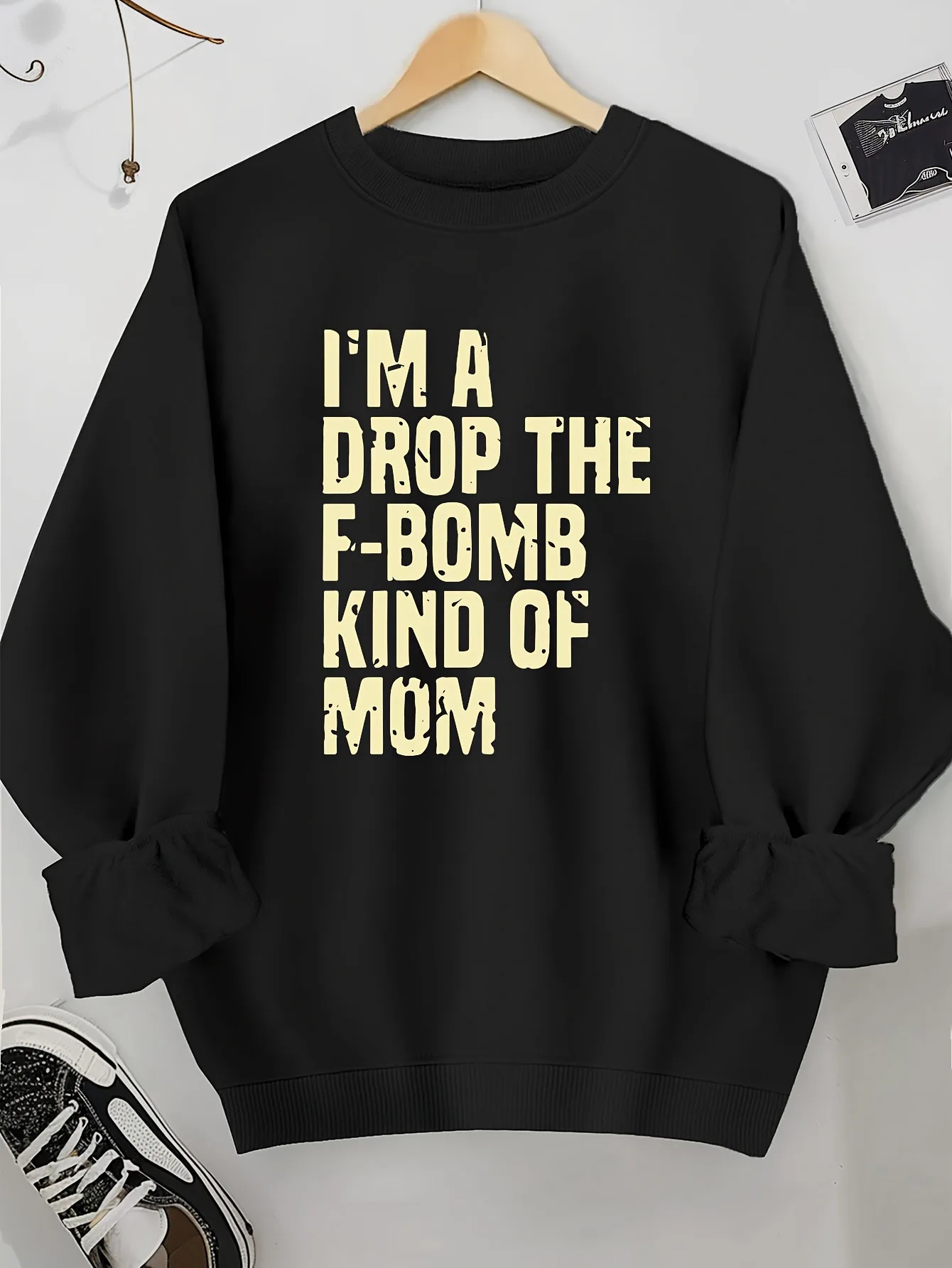 

Men's Funny "I'm the kind of mom who can swear" Slogan Sweater-Personalized Mom Humor Letter Print H