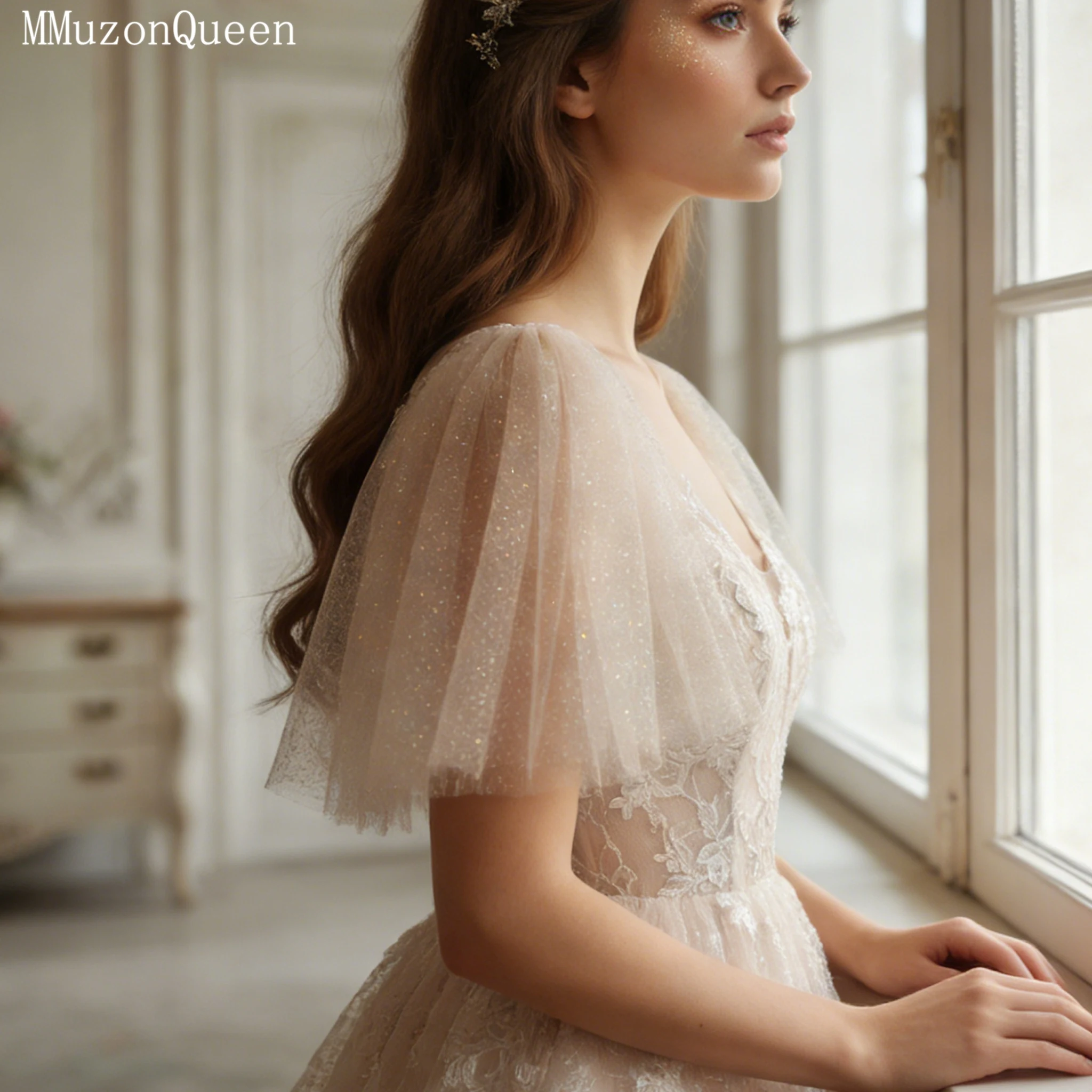 TOPQUEEN Vg125 Women'S Starlight Shawl Cropped Top With False Sleeve Covering Arms Bridal Dress Wedding Accessories Customizable