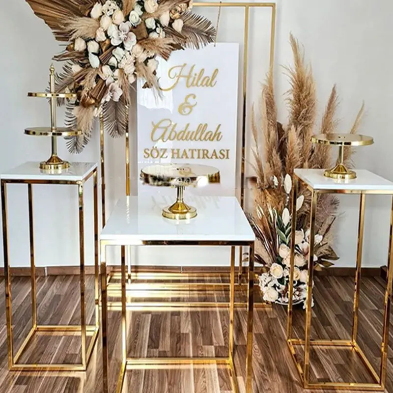 Luxury Wedding Welcome Sign Display Banner Decor Floral Flower Arch Party Table Centerpieces Dessert Holder Hotel Mall Backdrops