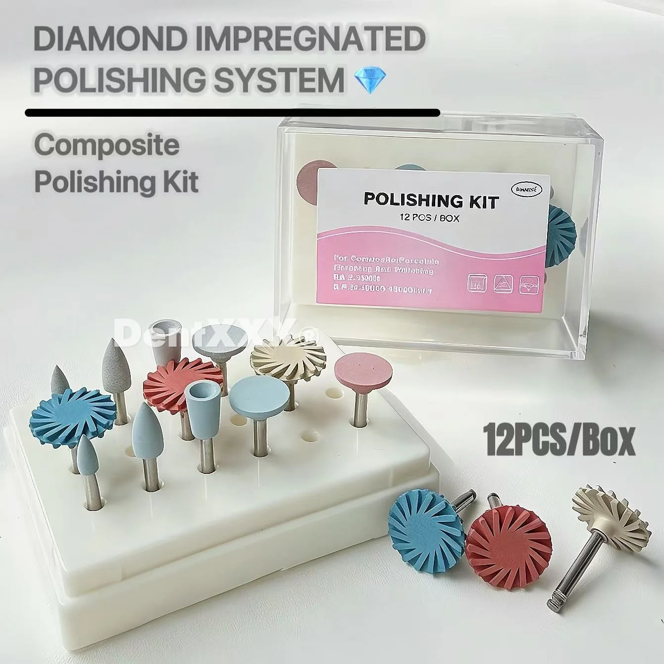 

BUY 5 GET 2 FREE 12PCS Diamond Polishing Heads Kit 2.35mm Shank for Precision Buffing & Mirror Gloss