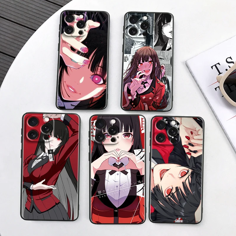 

J-Jabami Y-Yumeko Kakeguruis For Apple iPhone 16 15 14 13 12 11 XS XR X Pro Max Plus Mini Black TPU Phone Case