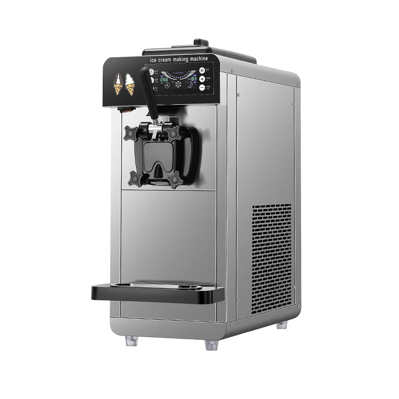 Commercial Fully Automatic Soft Serve Ice Cream Machine, Stainless Steel Countertop Sundae Cone Frozen Yogurt Maker