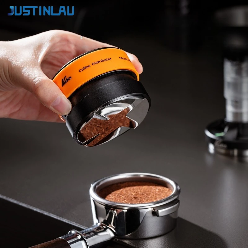 JUSTINAU Zero Resistance Gravity Coffee Distributor Magnetic Levitation Coffee Dispenser Double Bearing Coffee Tamper Tool