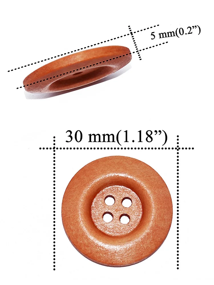 أزرار خشبية دائرية من سومبريرو ، إكسسوارات خياطة ، زر خشب للمعطف تصنعه بنفسك ، حافة عريضة دائرية كبيرة ، 5 من من من 100 ، 15 من 50 ، 30 ، 4 فتحات