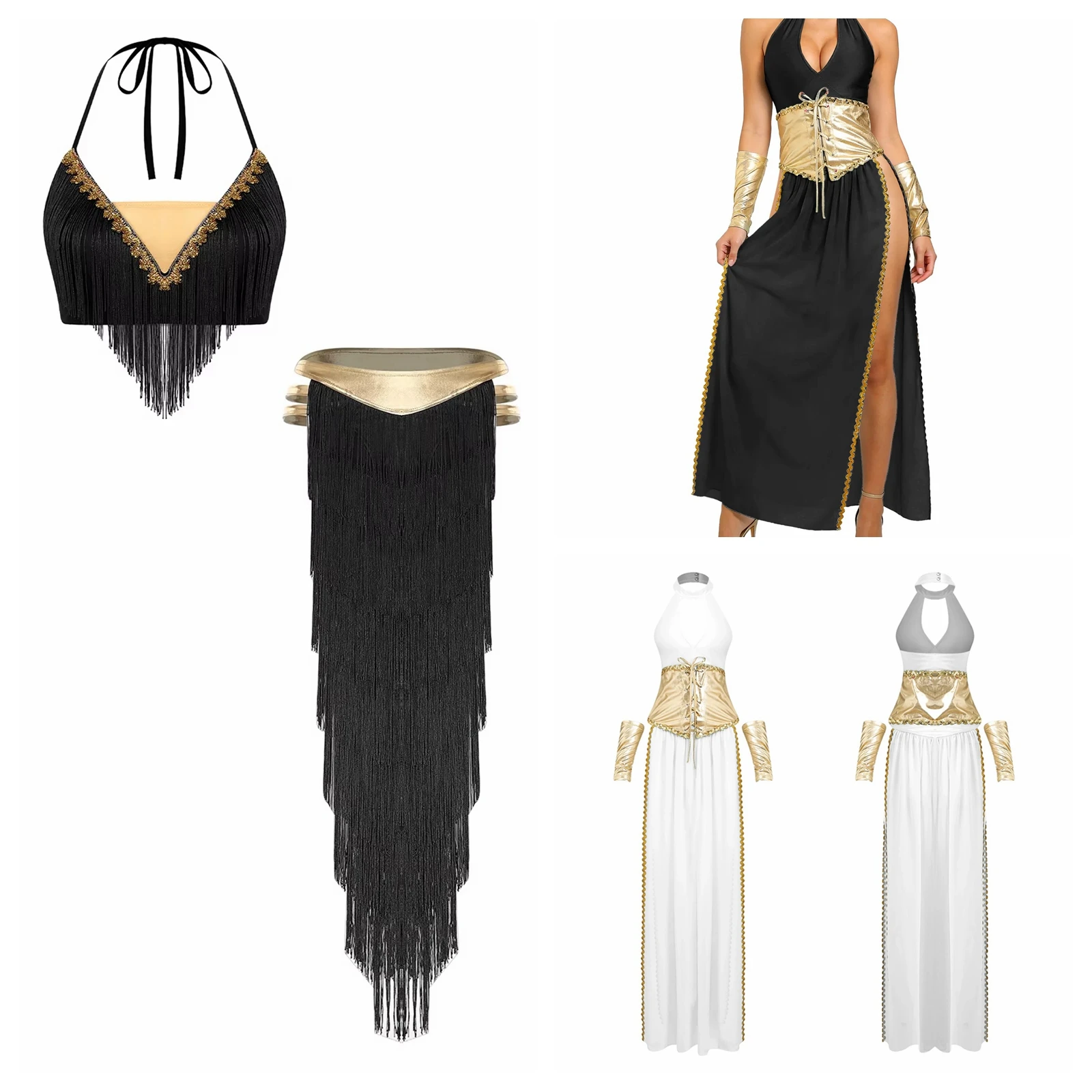 

Женский костюм для восточных танцев живота для взрослых: этнический наряд, топ-бюстгальтер с завязками на шее, юбка с бахромой и разрезом, костюм арабской принцессы