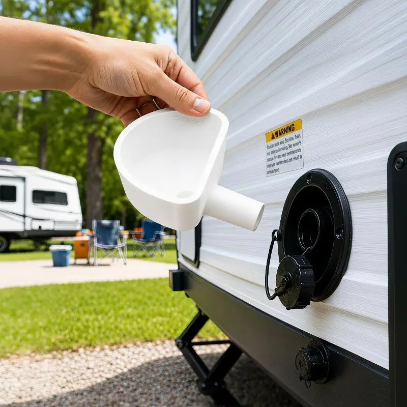 Portable 3D Printed RV Water Filling Funnel Anti Spill Wide Mouth Universal Fit for Camper Caravan Outdoor Camping Trips