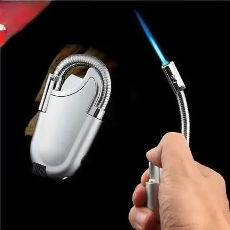 

Windproof Flexible Cigar Butane Lighter Spray Gun Portable Jet Lighter Kitchen Outdoor Blue Flame Torch Gas Lighter
