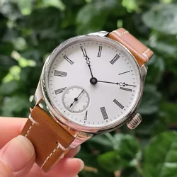 No logo 41mm Mechanical Hand Wind watch matte White dial Sapphire crystal Seagull ST3621 movement