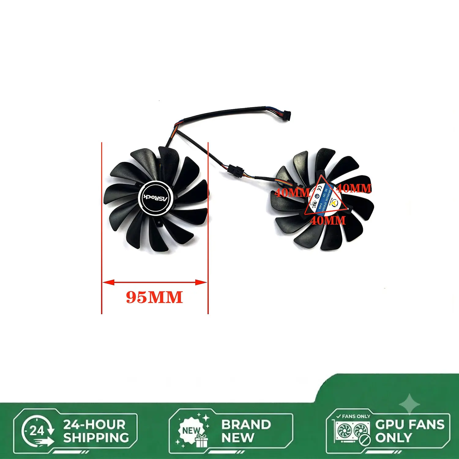 Brand new cooler fan for Asrock Radeon RX 5700 XT 5700XT graphics card CF1010U12S FDC10U12S9-C 95MM 4PIN view 3