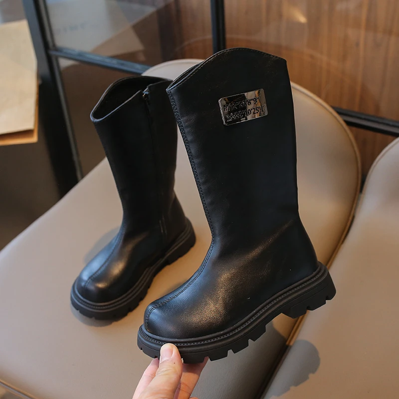 Classic Long Girls' Rain Boots 2026 Autumn and Winter New Fashion Children's Princess Zipper Design Multifunctional High Boots.