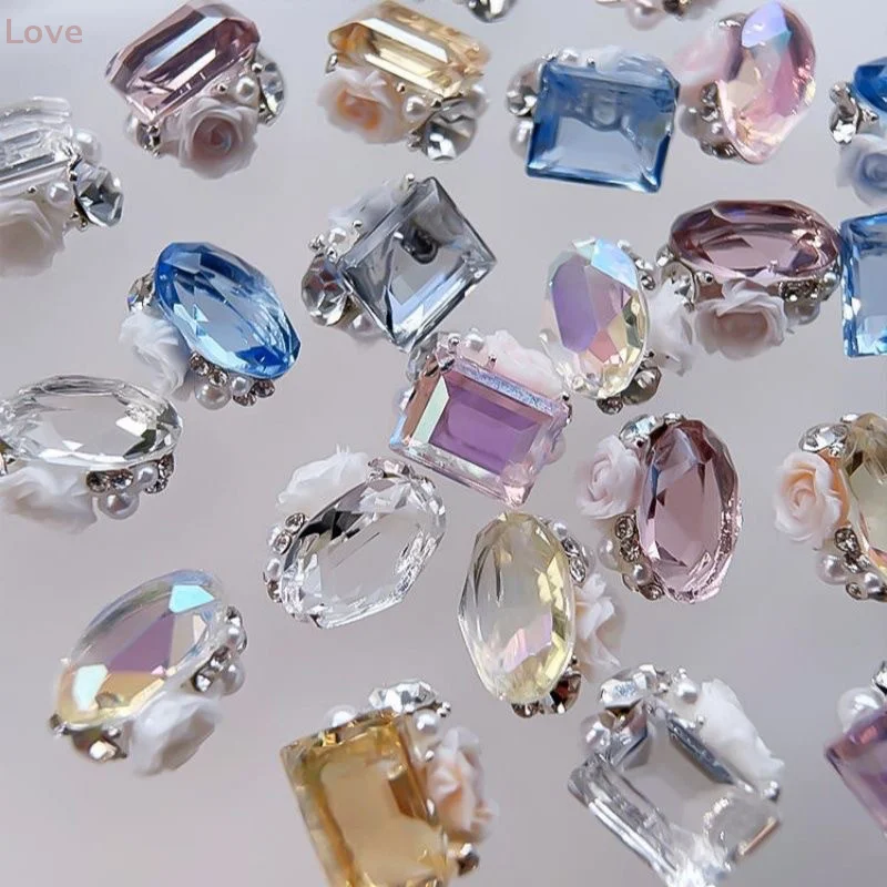 [L & P] 5 uds. Taladro cúbico para decoración de uñas, taladro de joyería, huevo de Paloma de cristal de hielo, decoración artística de uñas multifacética, accesorios de herramientas Diy