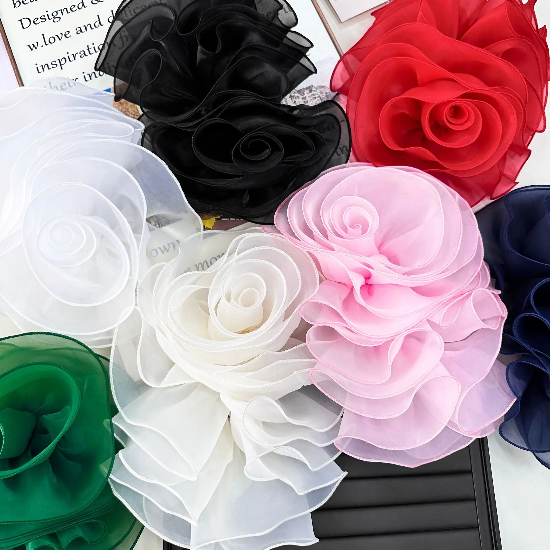 Chiffon 3D pleated rose flower garment accessory subsidy