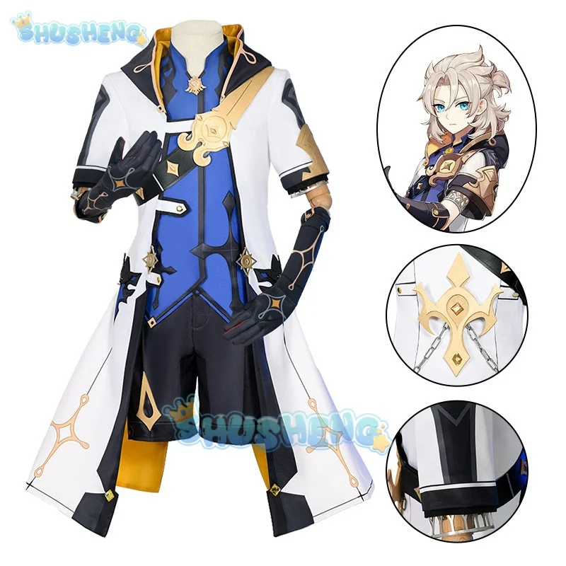 

Genshin Impact Cos Albedo Cospaly Kreideprinz Mondstadt Game Suit Handsome Uniform Cosplay Costume