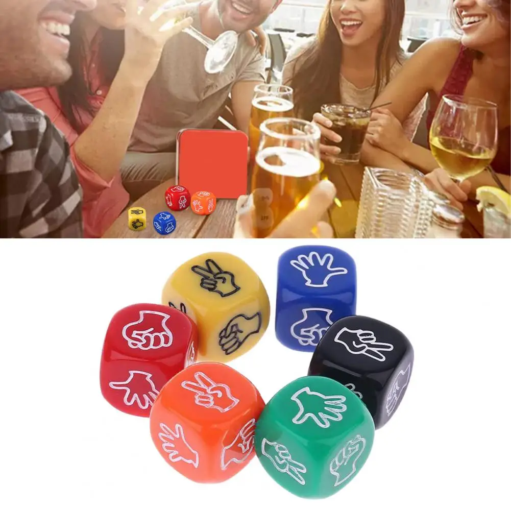 Finger Guessing Dice Rock Paper Scissors Dice Versatile Finger Game Dice Sets for Ages 6pcs Entertainment Supplies with Carving